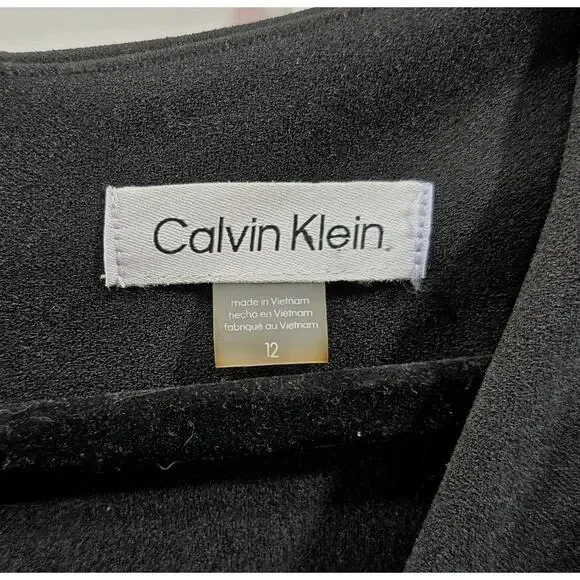 Calvin Klein Jumpsuit Womens 12 Black Short Sleeve Pants Suit V Neck Straight - Picture 3 of 11